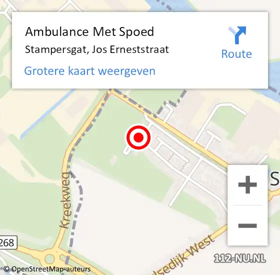 Locatie op kaart van de 112 melding: Ambulance Met Spoed Naar Stampersgat, Jos Erneststraat op 25 september 2014 05:58