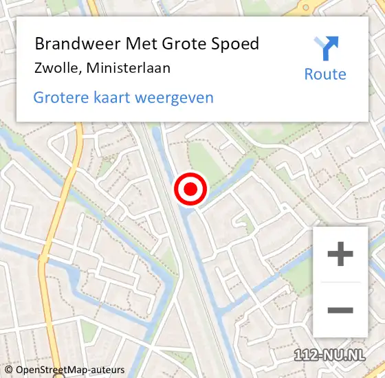 Locatie op kaart van de 112 melding: Brandweer Met Grote Spoed Naar Zwolle, Ministerlaan op 7 februari 2024 19:25