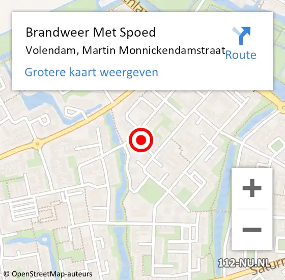 Locatie op kaart van de 112 melding: Brandweer Met Spoed Naar Volendam, Martin Monnickendamstraat op 7 februari 2024 19:25