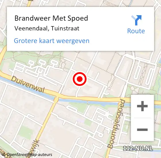 Locatie op kaart van de 112 melding: Brandweer Met Spoed Naar Veenendaal, Tuinstraat op 7 februari 2024 20:37
