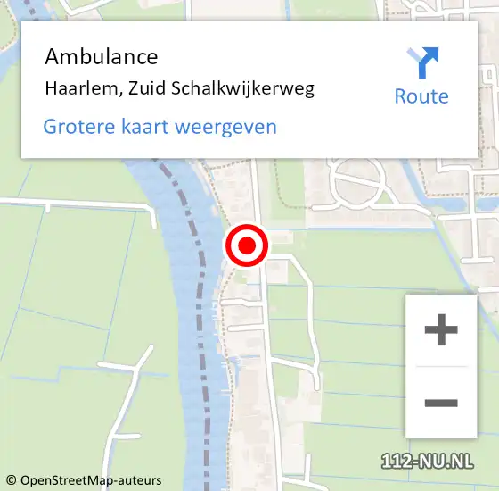 Locatie op kaart van de 112 melding: Ambulance Haarlem, Zuid Schalkwijkerweg op 7 februari 2024 20:37