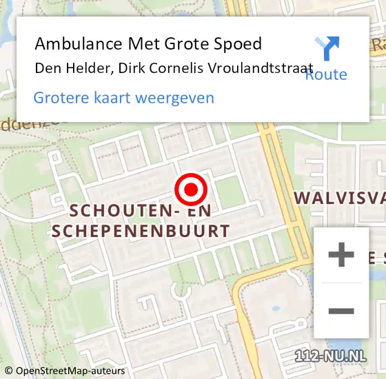 Locatie op kaart van de 112 melding: Ambulance Met Grote Spoed Naar Den Helder, Dirk Cornelis Vroulandtstraat op 7 februari 2024 20:42