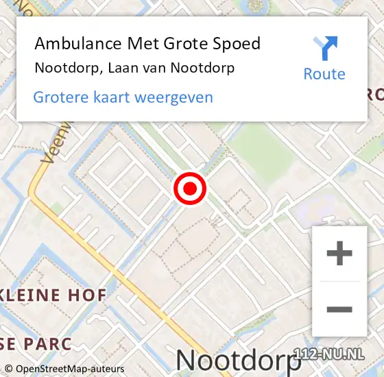 Locatie op kaart van de 112 melding: Ambulance Met Grote Spoed Naar Nootdorp, Laan van Nootdorp op 7 februari 2024 20:47