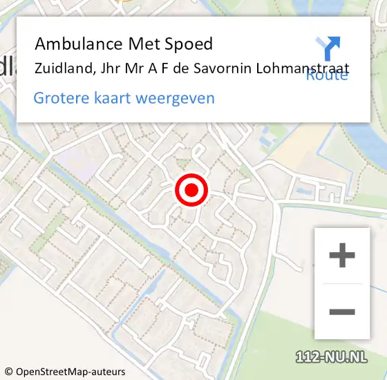 Locatie op kaart van de 112 melding: Ambulance Met Spoed Naar Zuidland, Jhr Mr A F de Savornin Lohmanstraat op 7 februari 2024 20:52