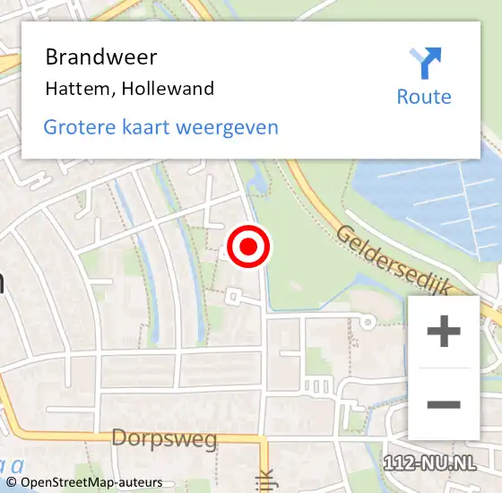 Locatie op kaart van de 112 melding: Brandweer Hattem, Hollewand op 7 februari 2024 21:02