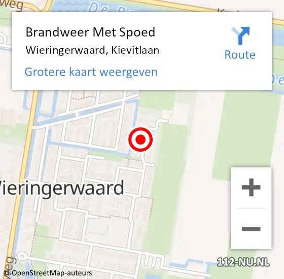 Locatie op kaart van de 112 melding: Brandweer Met Spoed Naar Wieringerwaard, Kievitlaan op 7 februari 2024 21:21