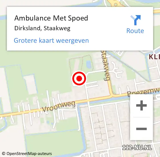 Locatie op kaart van de 112 melding: Ambulance Met Spoed Naar Dirksland, Staakweg op 7 februari 2024 21:27