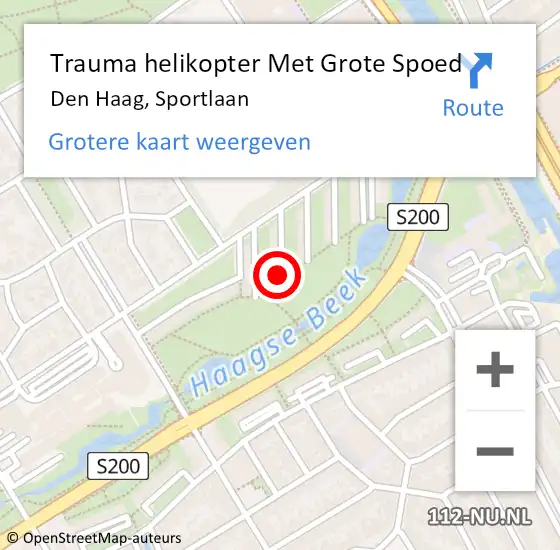 Locatie op kaart van de 112 melding: Trauma helikopter Met Grote Spoed Naar Den Haag, Sportlaan op 7 februari 2024 21:29