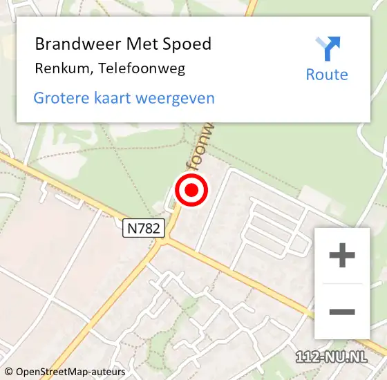 Locatie op kaart van de 112 melding: Brandweer Met Spoed Naar Renkum, Telefoonweg op 7 februari 2024 21:42