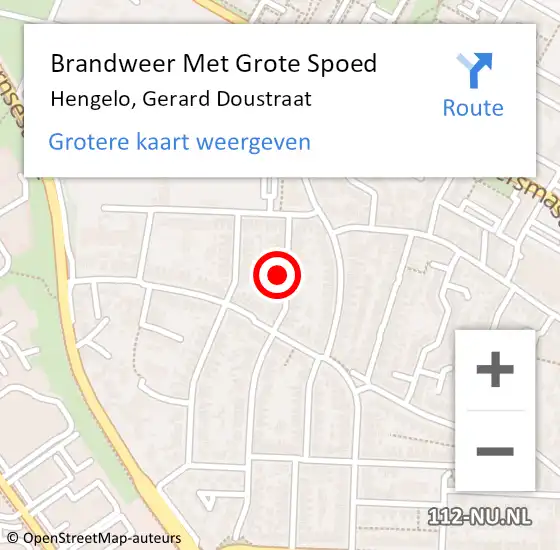 Locatie op kaart van de 112 melding: Brandweer Met Grote Spoed Naar Hengelo, Gerard Doustraat op 7 februari 2024 21:45