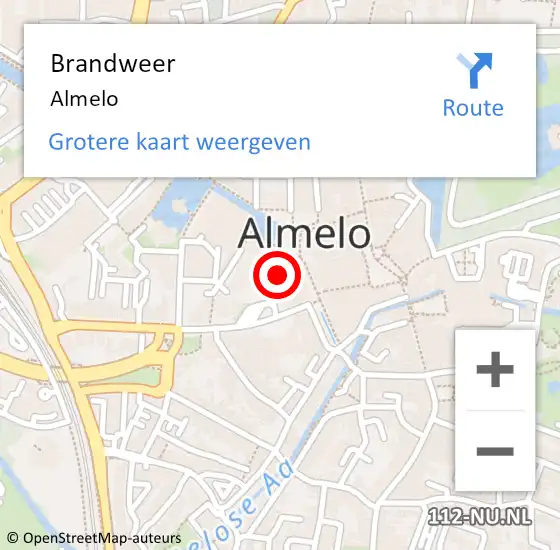 Locatie op kaart van de 112 melding: Brandweer Almelo op 8 februari 2024 00:00