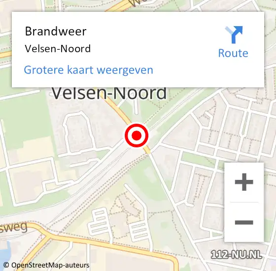 Locatie op kaart van de 112 melding: Brandweer Velsen-Noord op 8 februari 2024 00:05