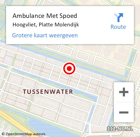 Locatie op kaart van de 112 melding: Ambulance Met Spoed Naar Hoogvliet, Platte Molendijk op 8 februari 2024 00:15