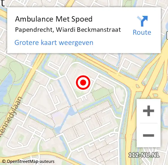 Locatie op kaart van de 112 melding: Ambulance Met Spoed Naar Papendrecht, Wiardi Beckmanstraat op 8 februari 2024 00:33