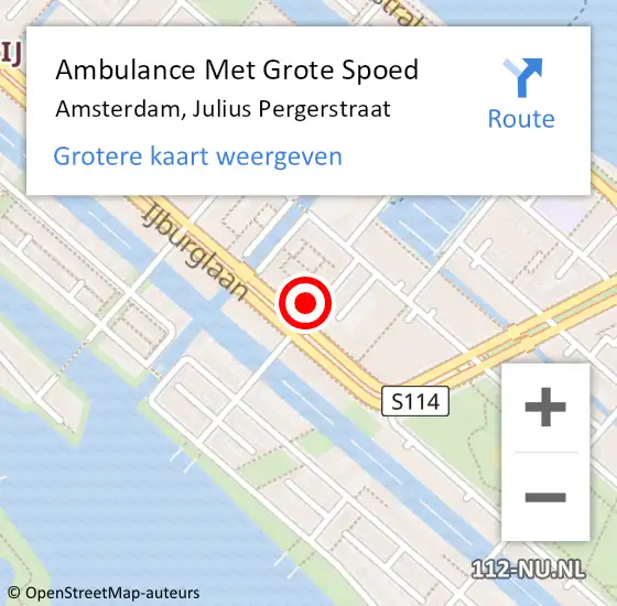Locatie op kaart van de 112 melding: Ambulance Met Grote Spoed Naar Amsterdam, Julius Pergerstraat op 8 februari 2024 00:37