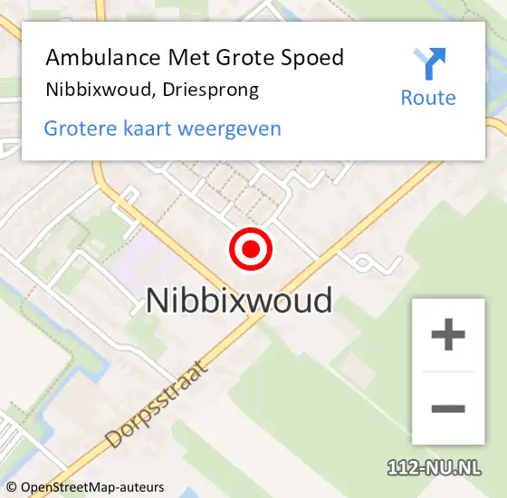 Locatie op kaart van de 112 melding: Ambulance Met Grote Spoed Naar Nibbixwoud, Driesprong op 8 februari 2024 00:45