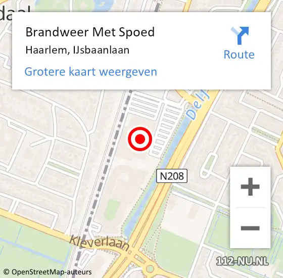 Locatie op kaart van de 112 melding: Brandweer Met Spoed Naar Haarlem, IJsbaanlaan op 8 februari 2024 01:18
