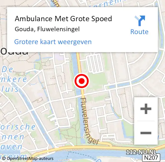Locatie op kaart van de 112 melding: Ambulance Met Grote Spoed Naar Gouda, Fluwelensingel op 8 februari 2024 02:21