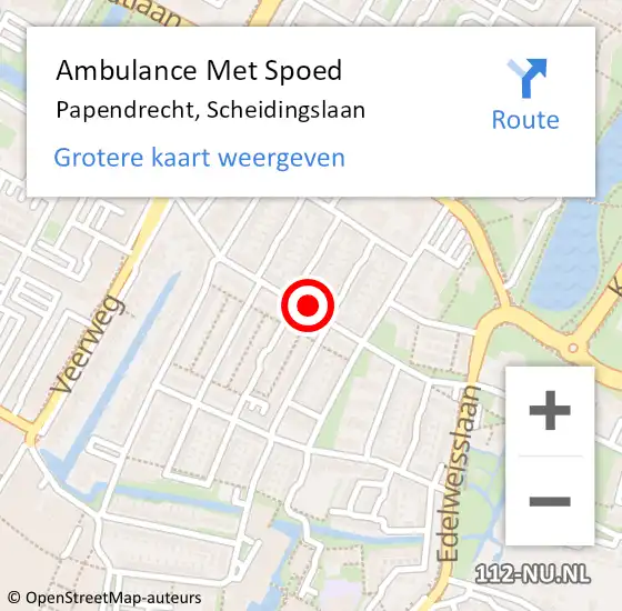 Locatie op kaart van de 112 melding: Ambulance Met Spoed Naar Papendrecht, Scheidingslaan op 8 februari 2024 02:38