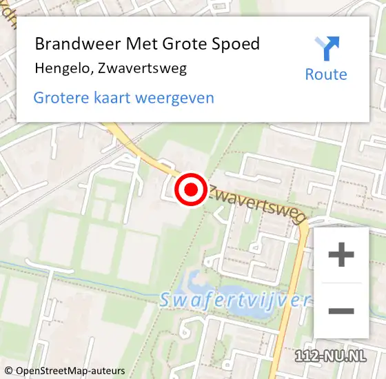 Locatie op kaart van de 112 melding: Brandweer Met Grote Spoed Naar Hengelo, Zwavertsweg op 8 februari 2024 05:09