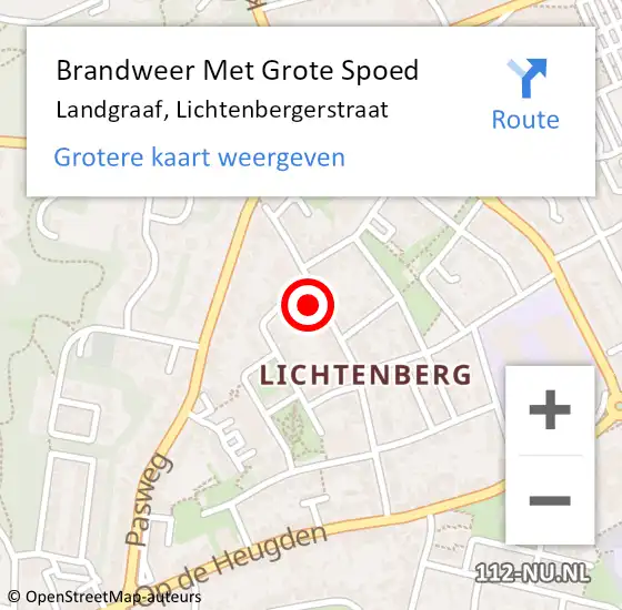 Locatie op kaart van de 112 melding: Brandweer Met Grote Spoed Naar Landgraaf, Lichtenbergerstraat op 8 februari 2024 05:30