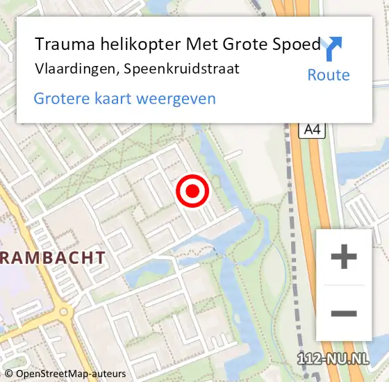 Locatie op kaart van de 112 melding: Trauma helikopter Met Grote Spoed Naar Vlaardingen, Speenkruidstraat op 8 februari 2024 05:53