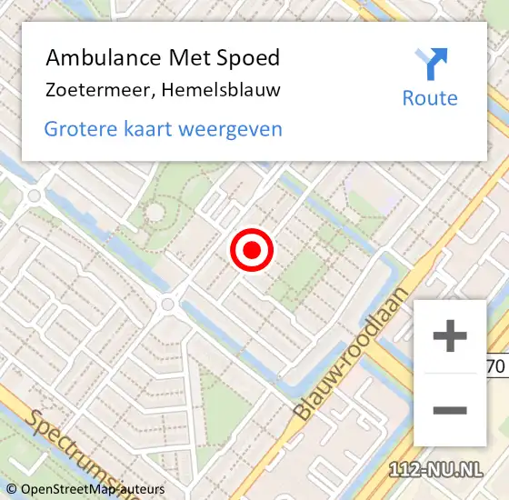 Locatie op kaart van de 112 melding: Ambulance Met Spoed Naar Zoetermeer, Hemelsblauw op 8 februari 2024 06:21