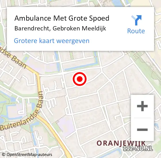 Locatie op kaart van de 112 melding: Ambulance Met Grote Spoed Naar Barendrecht, Gebroken Meeldijk op 8 februari 2024 07:03