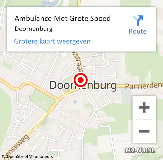 Locatie op kaart van de 112 melding: Ambulance Met Grote Spoed Naar Doornenburg op 8 februari 2024 07:10