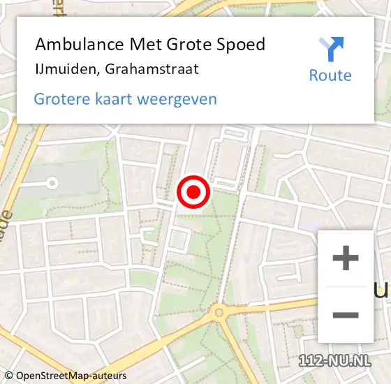 Locatie op kaart van de 112 melding: Ambulance Met Grote Spoed Naar IJmuiden, Grahamstraat op 8 februari 2024 08:11