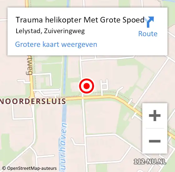 Locatie op kaart van de 112 melding: Trauma helikopter Met Grote Spoed Naar Lelystad, Zuiveringweg op 8 februari 2024 08:26