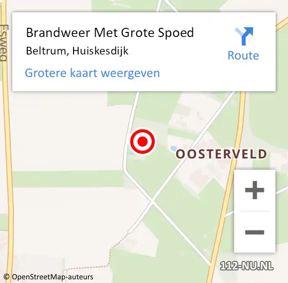 Locatie op kaart van de 112 melding: Brandweer Met Grote Spoed Naar Beltrum, Huiskesdijk op 8 februari 2024 08:37