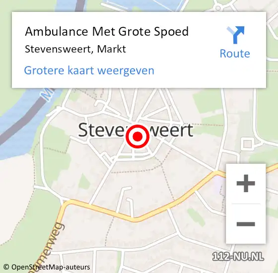 Locatie op kaart van de 112 melding: Ambulance Met Grote Spoed Naar Stevensweert, Markt op 9 september 2013 17:14