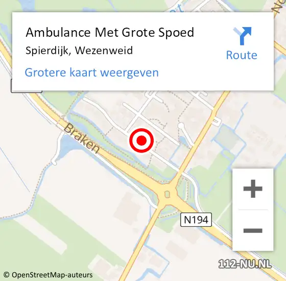 Locatie op kaart van de 112 melding: Ambulance Met Grote Spoed Naar Spierdijk, Wezenweid op 8 februari 2024 08:52