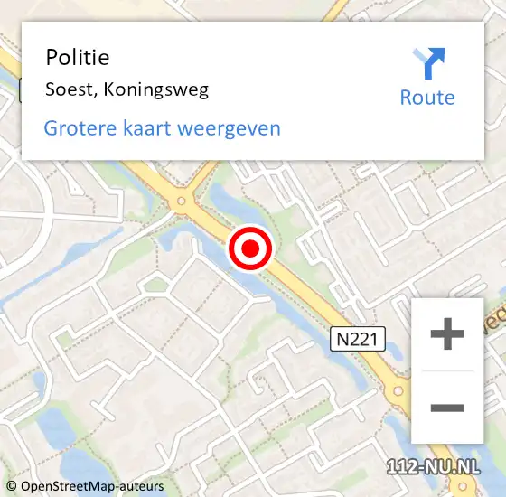 Locatie op kaart van de 112 melding: Politie Soest, Koningsweg op 25 september 2014 07:54