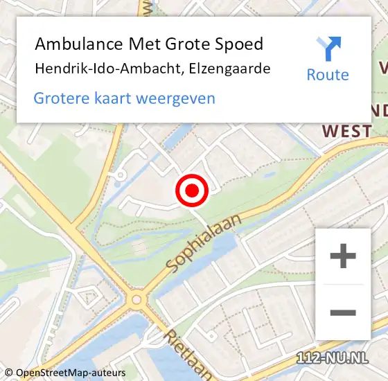 Locatie op kaart van de 112 melding: Ambulance Met Grote Spoed Naar Hendrik-Ido-Ambacht, Elzengaarde op 8 februari 2024 09:28