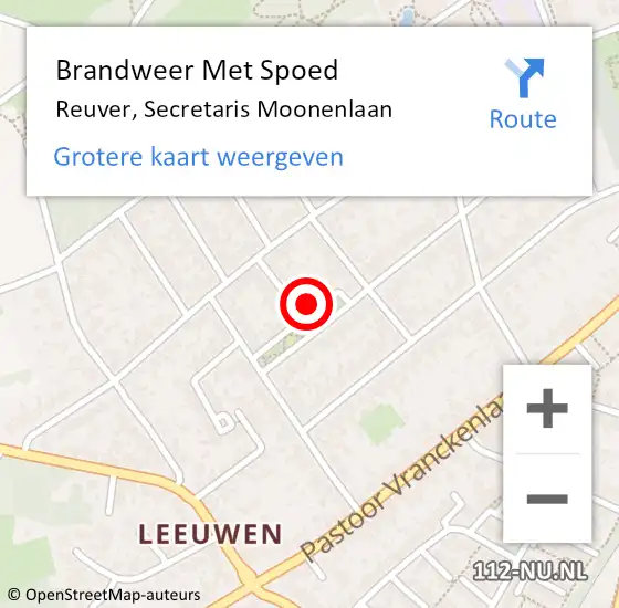 Locatie op kaart van de 112 melding: Brandweer Met Spoed Naar Reuver, Secretaris Moonenlaan op 8 februari 2024 09:33