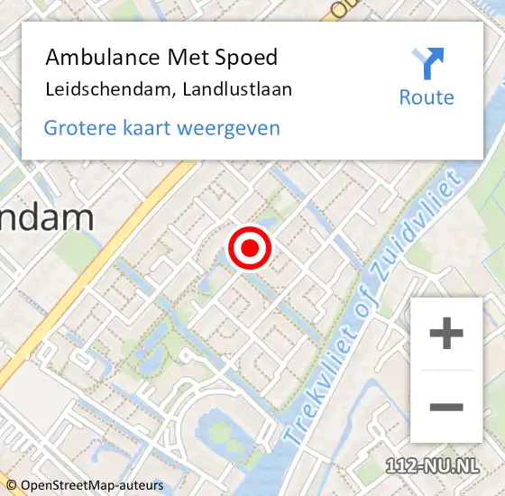 Locatie op kaart van de 112 melding: Ambulance Met Spoed Naar Leidschendam, Landlustlaan op 8 februari 2024 09:39