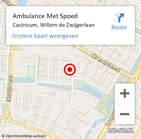 Locatie op kaart van de 112 melding: Ambulance Met Spoed Naar Castricum, Willem de Zwijgerlaan op 8 februari 2024 09:41