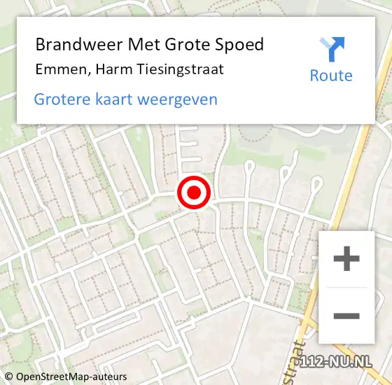 Locatie op kaart van de 112 melding: Brandweer Met Grote Spoed Naar Emmen, Harm Tiesingstraat op 8 februari 2024 09:53