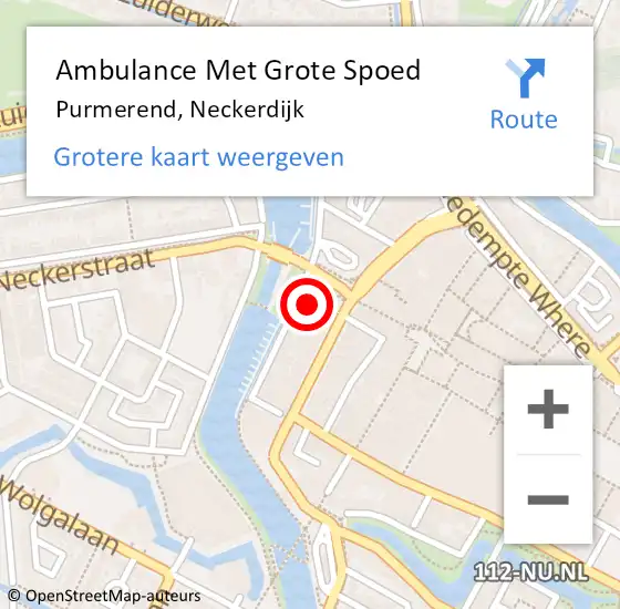 Locatie op kaart van de 112 melding: Ambulance Met Grote Spoed Naar Purmerend, Neckerdijk op 8 februari 2024 10:20