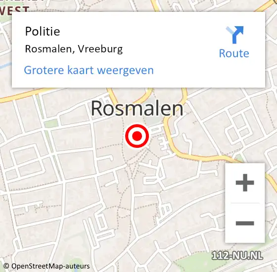Locatie op kaart van de 112 melding: Politie Rosmalen, Vreeburg op 8 februari 2024 10:24