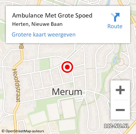 Locatie op kaart van de 112 melding: Ambulance Met Grote Spoed Naar Herten, Nieuwe Baan op 8 februari 2024 11:08