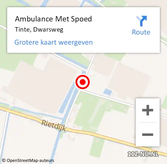 Locatie op kaart van de 112 melding: Ambulance Met Spoed Naar Tinte, Dwarsweg op 8 februari 2024 11:09