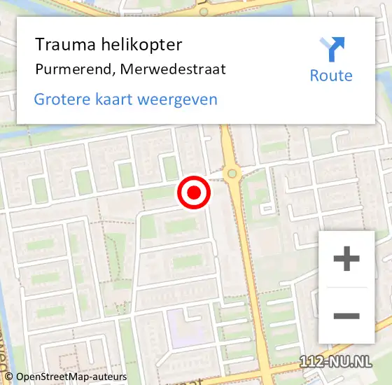 Locatie op kaart van de 112 melding: Trauma helikopter Purmerend, Merwedestraat op 8 februari 2024 11:20