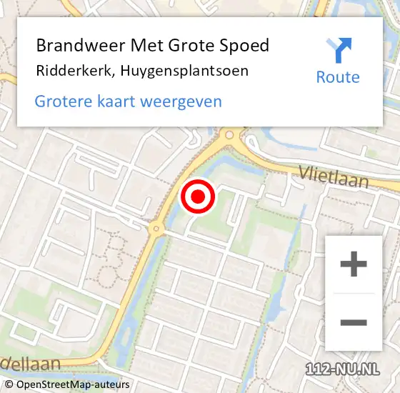 Locatie op kaart van de 112 melding: Brandweer Met Grote Spoed Naar Ridderkerk, Huygensplantsoen op 8 februari 2024 11:35