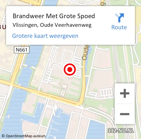 Locatie op kaart van de 112 melding: Brandweer Met Grote Spoed Naar Vlissingen, Oude Veerhavenweg op 8 februari 2024 11:36