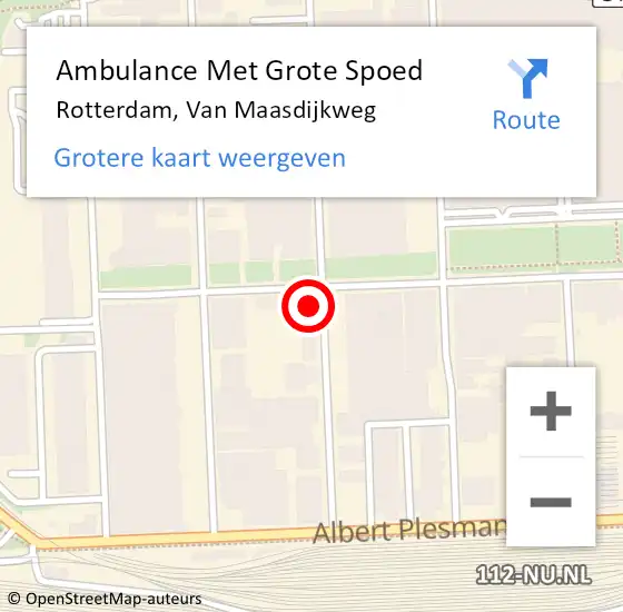 Locatie op kaart van de 112 melding: Ambulance Met Grote Spoed Naar Rotterdam, Van Maasdijkweg op 8 februari 2024 11:39