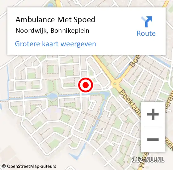 Locatie op kaart van de 112 melding: Ambulance Met Spoed Naar Noordwijk, Bonnikeplein op 8 februari 2024 12:03
