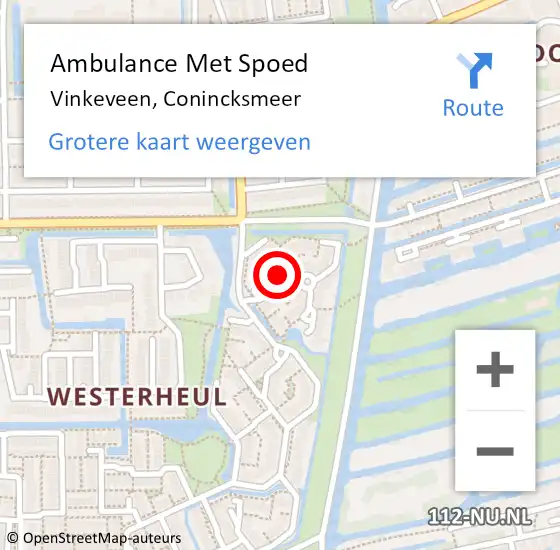 Locatie op kaart van de 112 melding: Ambulance Met Spoed Naar Vinkeveen, Conincksmeer op 8 februari 2024 12:17